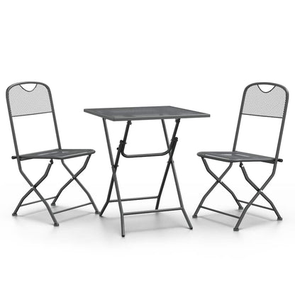 Set da Pranzo per Giardino 3pz Rete Metallica Espansa Antracite | homemem39