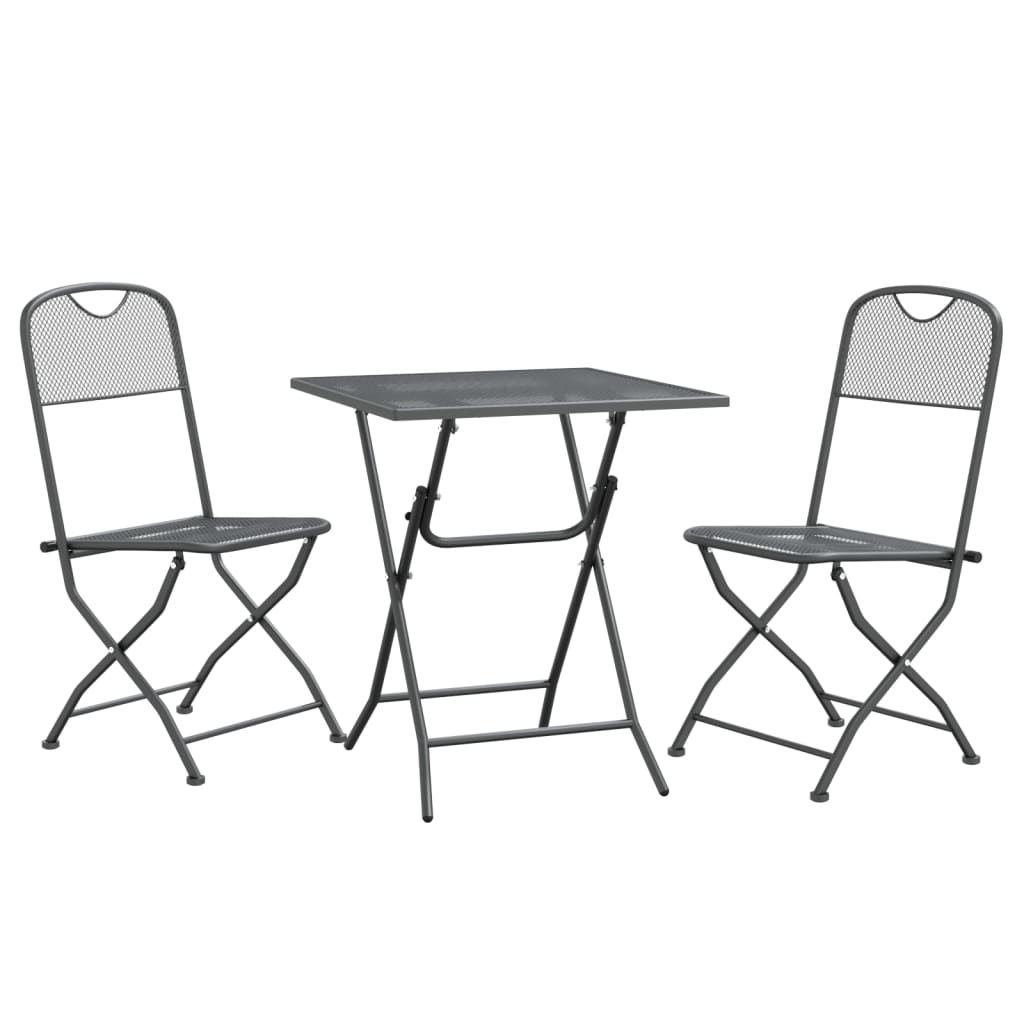 Set da Pranzo per Giardino 3pz Rete Metallica Espansa Antracite | homemem39