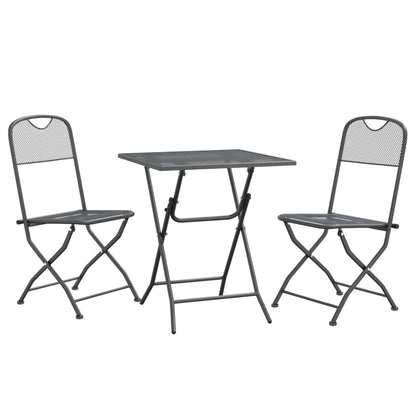 Set da Pranzo per Giardino 3pz Rete Metallica Espansa Antracite | homemem39