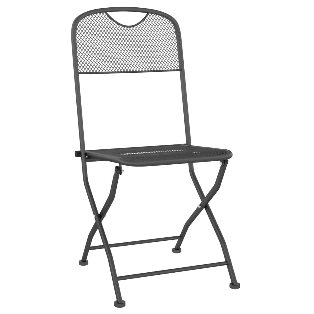 Set da Pranzo per Giardino 3pz Rete Metallica Espansa Antracite | homemem39