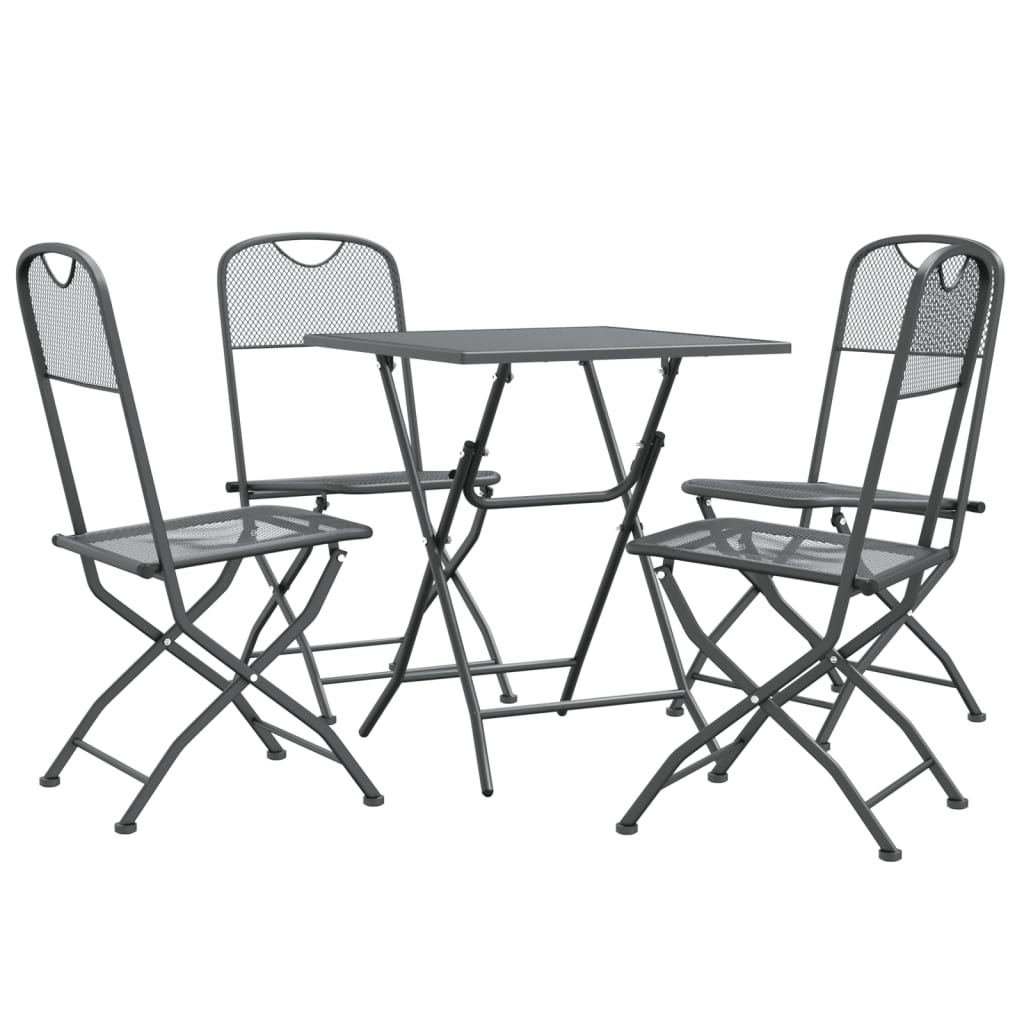 Set da Pranzo per Giardino 5pz Rete Metallica Espansa Antracite | homemem39