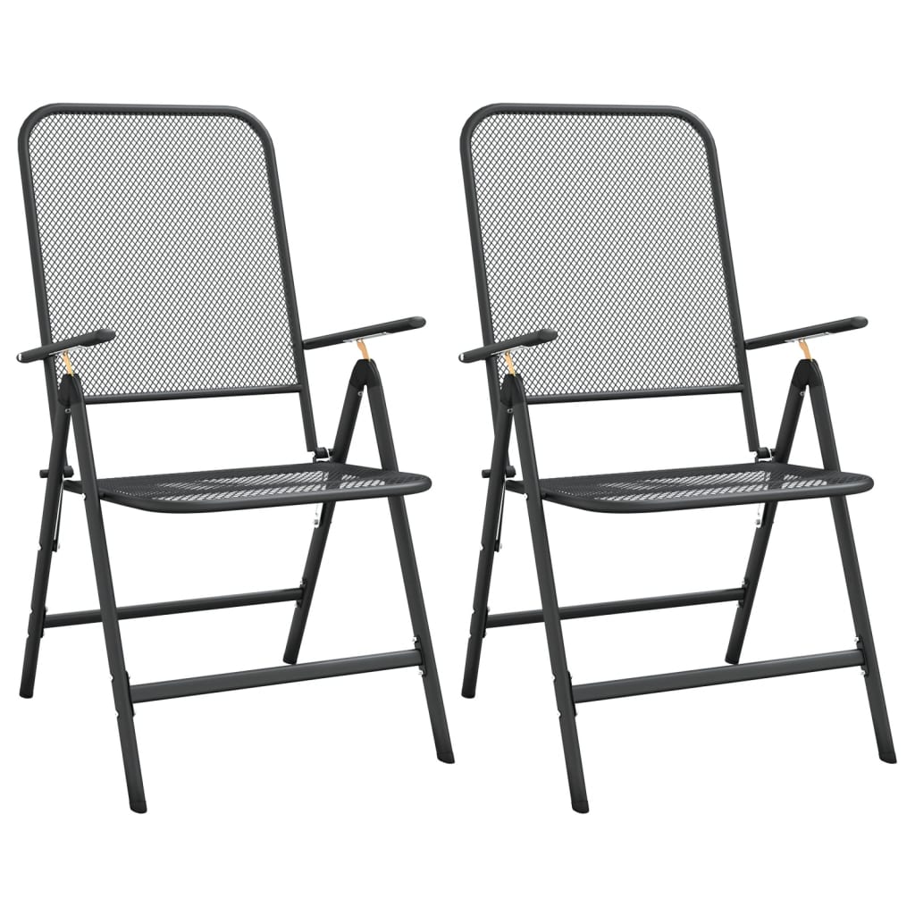 Set da Pranzo per Giardino 3pz Rete Metallica Espansa Antracite | homemem39