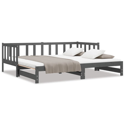 Dormeuse Estraibile Grigia 2x(90x190) cm Legno Massello di Pino - homemem39