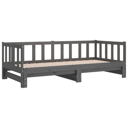 Dormeuse Estraibile Grigia 2x(90x190) cm Legno Massello di Pino - homemem39