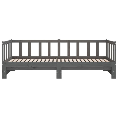 Dormeuse Estraibile Grigia 2x(90x190) cm Legno Massello di Pino - homemem39