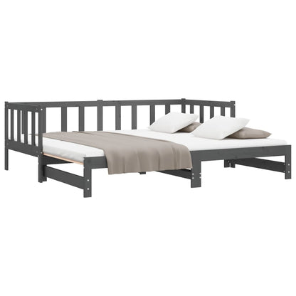 Dormeuse Estraibile Grigia 2x(90x190) cm Legno Massello di Pino - homemem39