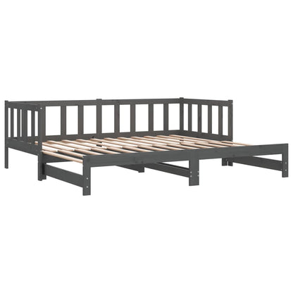 Dormeuse Estraibile Grigia 2x(90x190) cm Legno Massello di Pino - homemem39