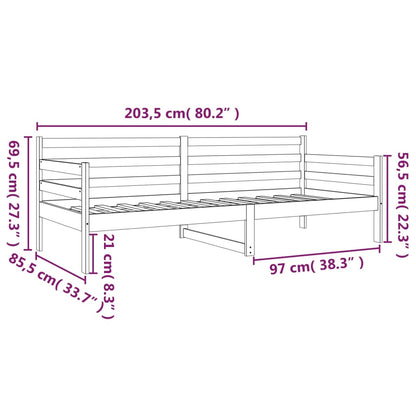 Dormeuse senza Materasso 80x200 cm in Legno Massello di Pino