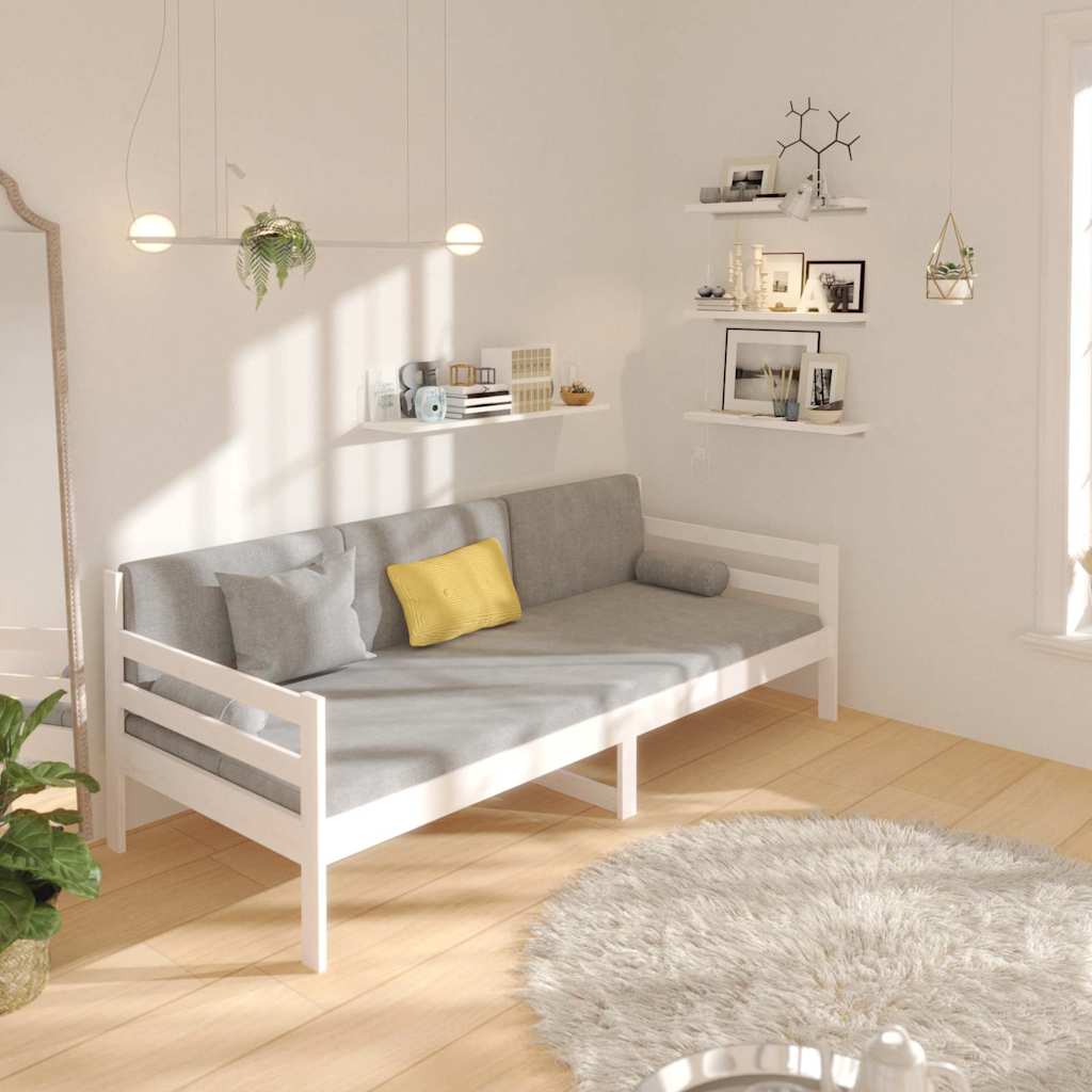 Dormeuse senza Materasso Bianca 80x200 cm Legno Massello Pino