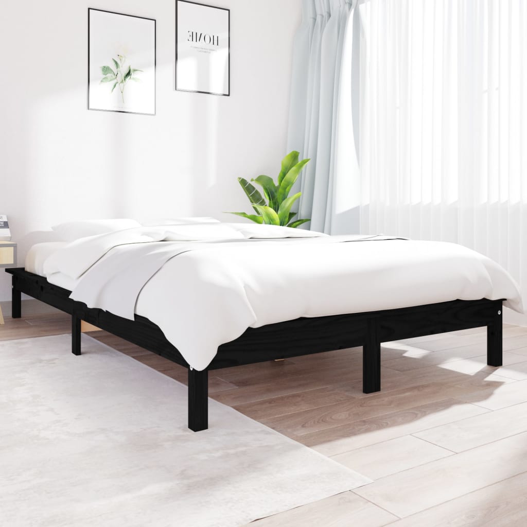 Giroletto Nero 150x200 cm King in Legno Massello di Pino - homemem39