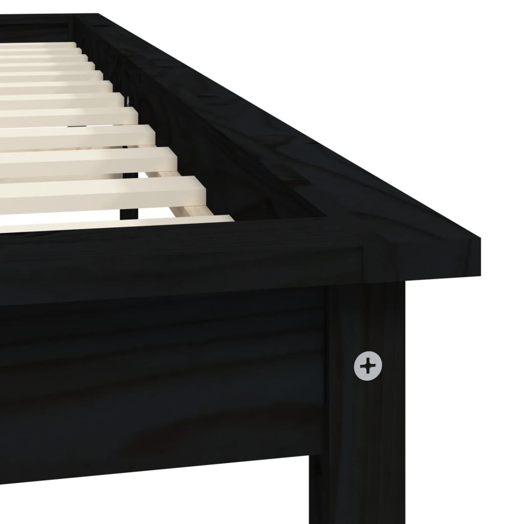 Giroletto Nero 160x200 cm in Legno Massello di Pino - homemem39