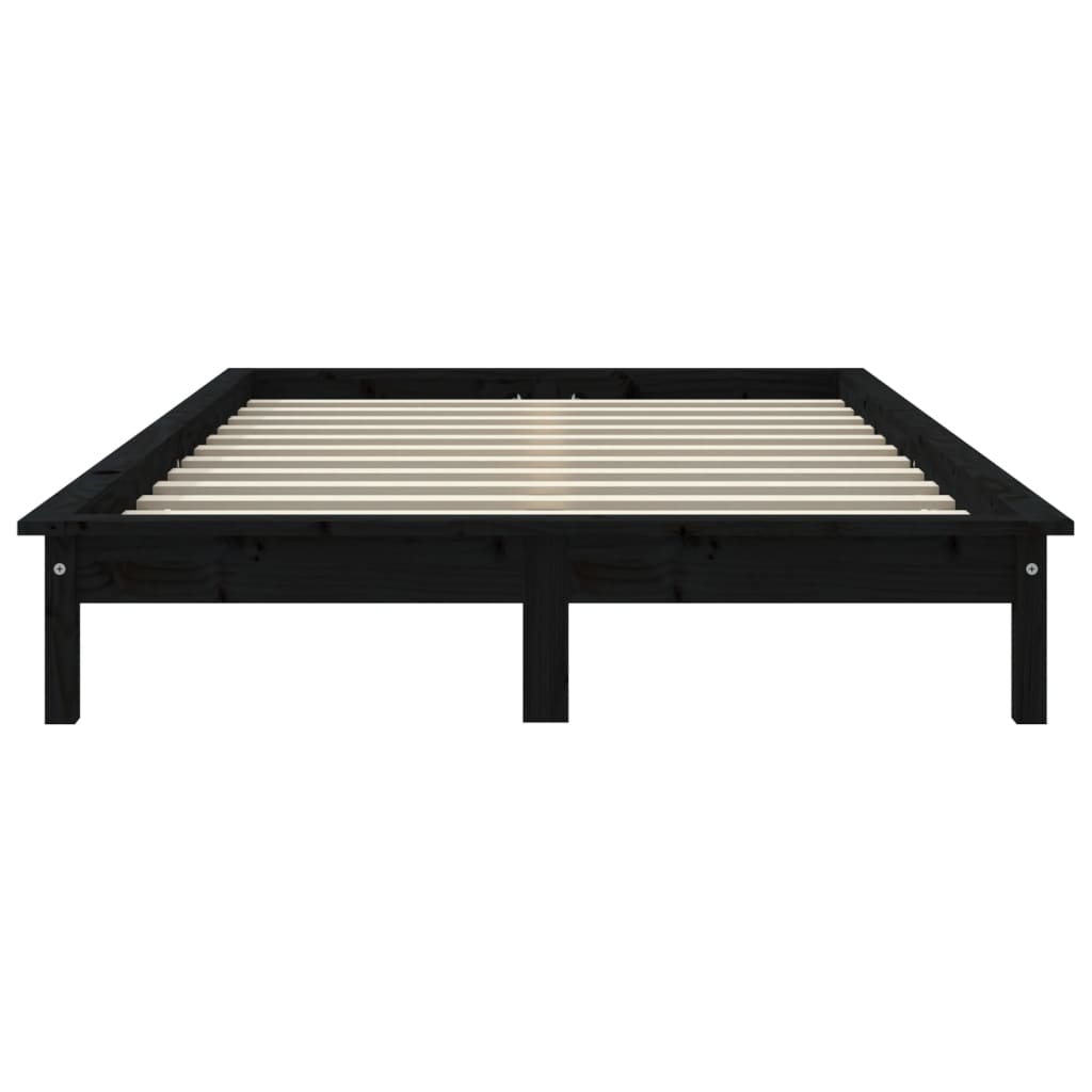 Giroletto Nero 180x200 cm Super King in Legno Massello di Pino - homemem39