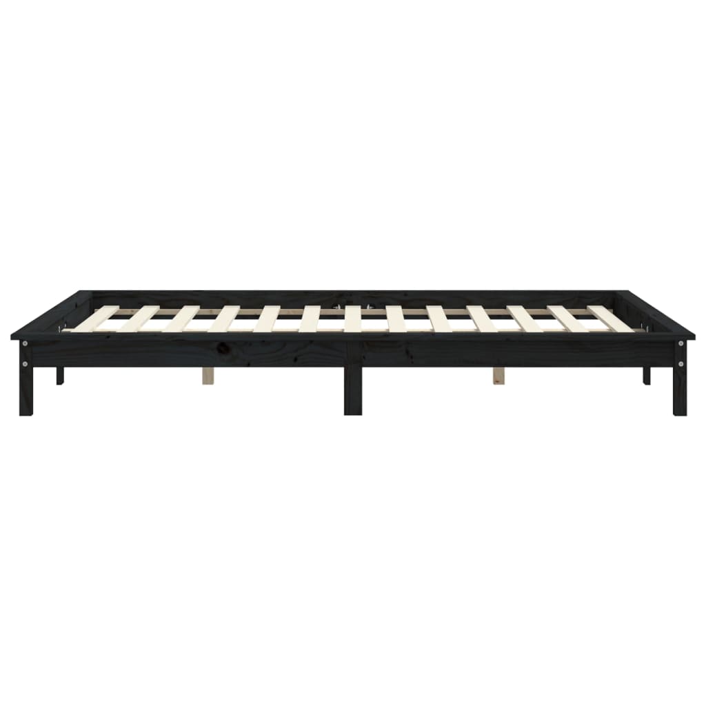 Giroletto Nero 180x200 cm Super King in Legno Massello di Pino - homemem39