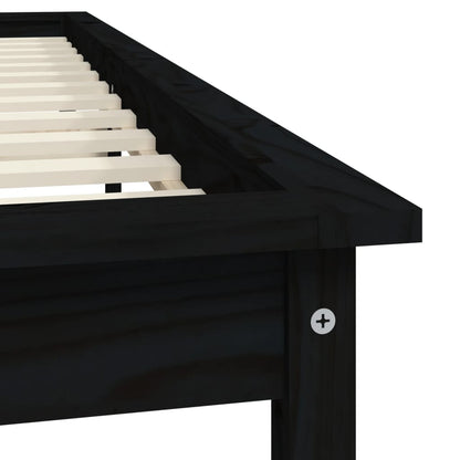 Giroletto Nero 180x200 cm Super King in Legno Massello di Pino - homemem39