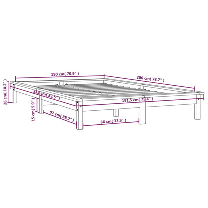 Giroletto Nero 180x200 cm Super King in Legno Massello di Pino - homemem39