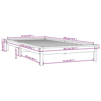 Giroletto Grigio 75x190 cm Small Single Legno Massello di Pino - homemem39