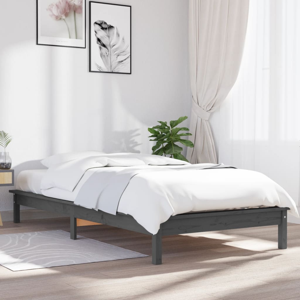 Giroletto Grigio 75x190 cm Small Single Legno Massello di Pino - homemem39