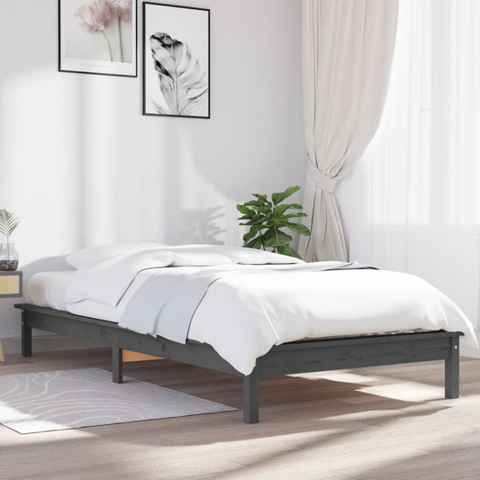 Giroletto Grigio 75x190 cm Small Single Legno Massello di Pino - homemem39
