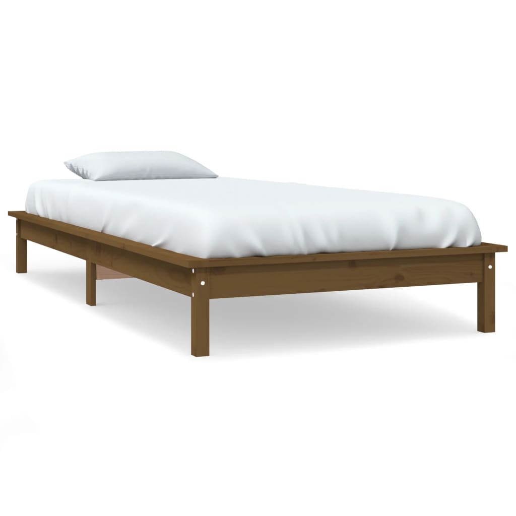 Giroletto senza Materasso Marrone Ambra Single Legno Massello - homemem39