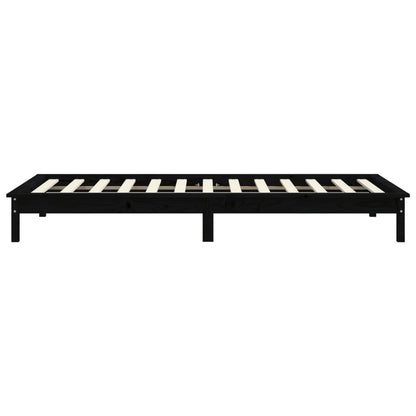 Giroletto Nero 90x190 cm Single in Legno Massello di Pino - homemem39
