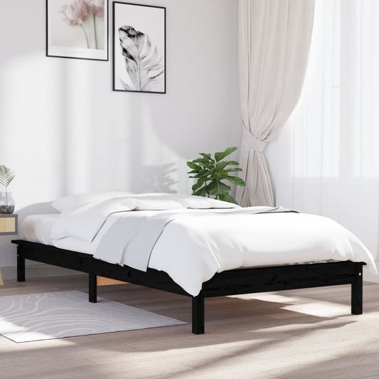 Giroletto Nero 90x190 cm Single in Legno Massello di Pino - homemem39