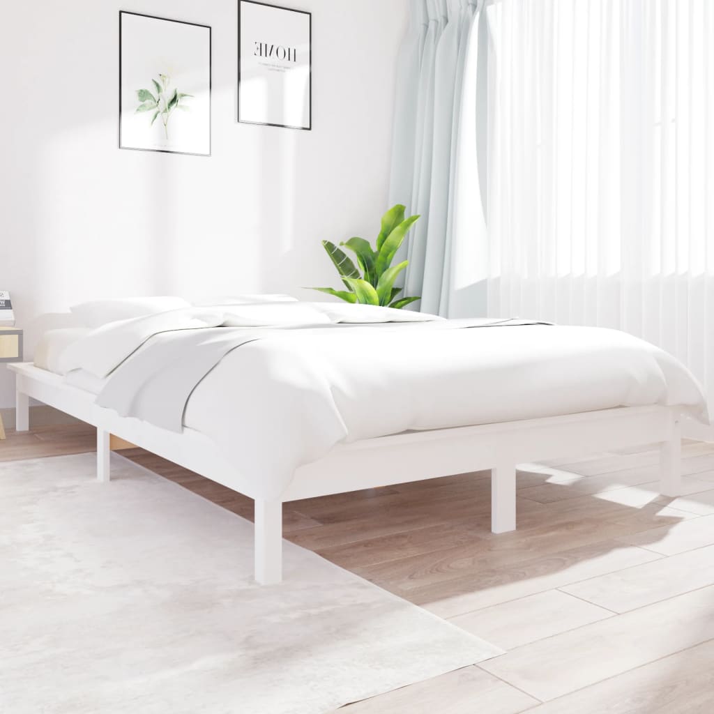 Letto senza Materasso Bianco 140x190 cm Legno Massello di Pino - homemem39