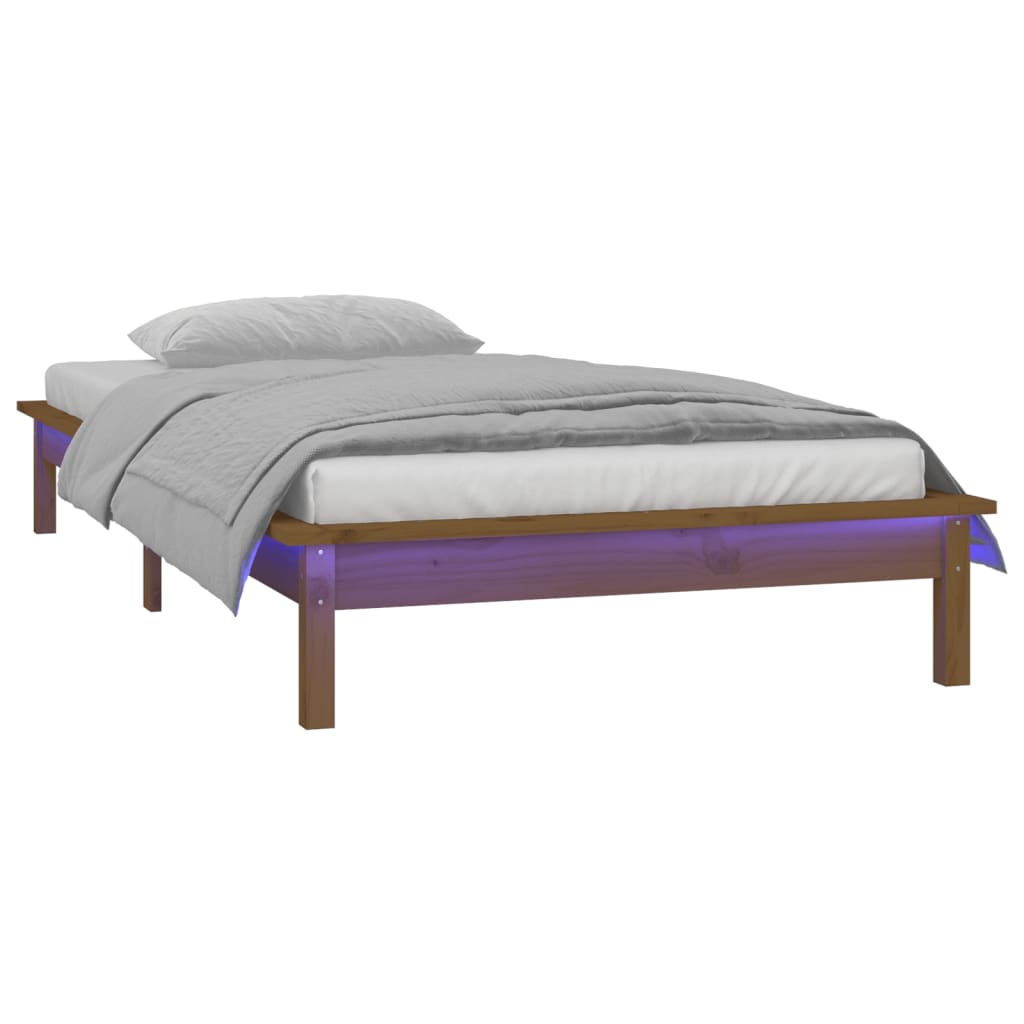 Giroletto con LED senza Materasso Ambra 90x200cm Legno Massello - homemem39