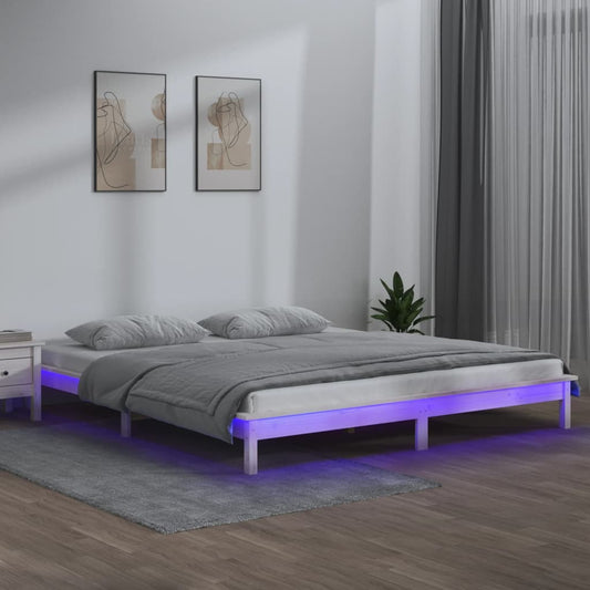 Giroletto con LED Bianco 160x200 cm in Legno Massello - homemem39