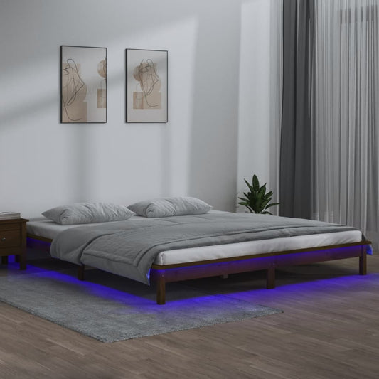 Giroletto con LED senza Materasso Ambra 200x200 Legno Massello - homemem39