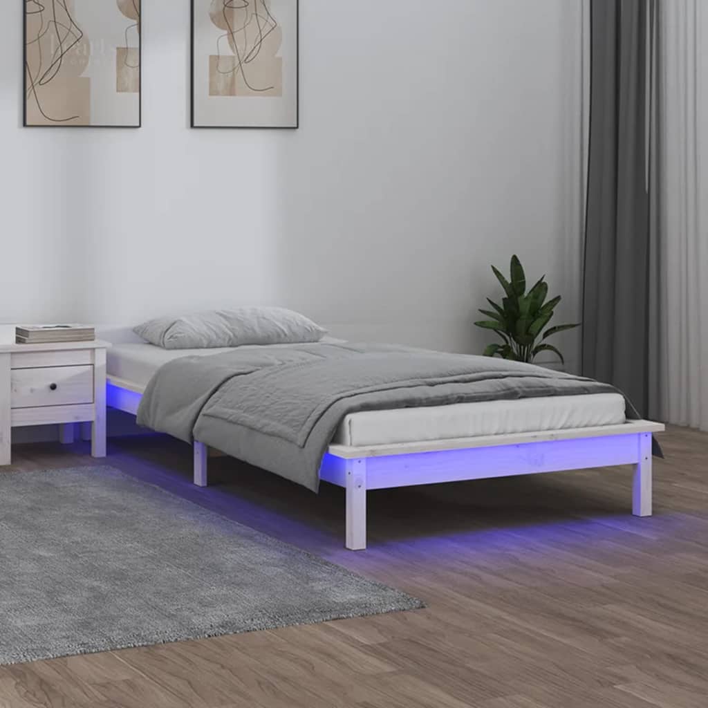 Giroletto LED Bianco 75x190 cm Small Single Legno Massello - homemem39