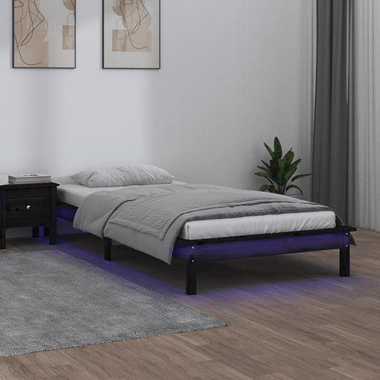 Giroletto LED Nero 75x190cm Small Single in Legno Massello - homemem39