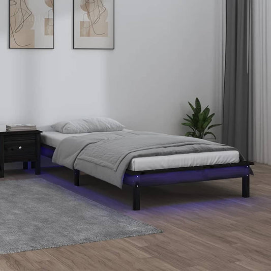 Giroletto con LED Nero 90x190 cm Single in Legno Massello - homemem39