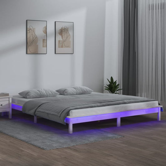 Giroletto LED Bianco 135x190 cm Double in Legno Massello - homemem39