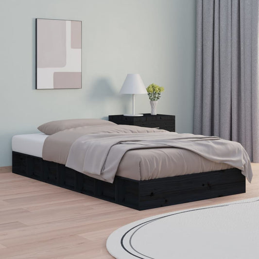 Giroletto Nero 75x190 cm Small Single in Legno Massello - homemem39