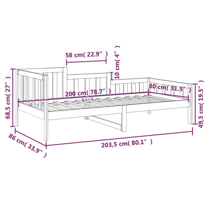 Dormeuse senza Materasso Bianca 80x200 cm Legno Massello Pino | homemem39