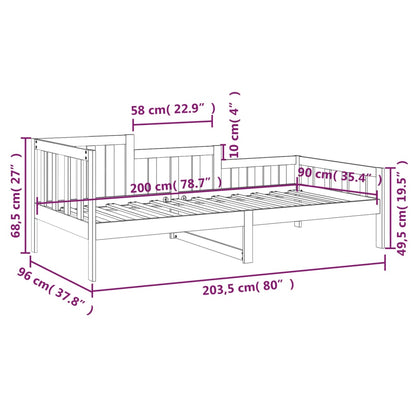 Dormeuse senza Materasso 90x200 cm in Legno Massello di Pino | homemem39