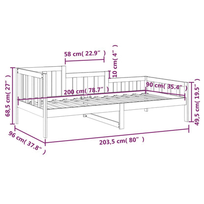 Dormeuse senza Materasso Bianca 90x200 cm Legno Massello Pino | homemem39
