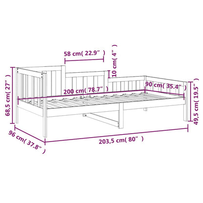 Dormeuse senza Materasso Bianca 90x200 cm Legno Massello Pino