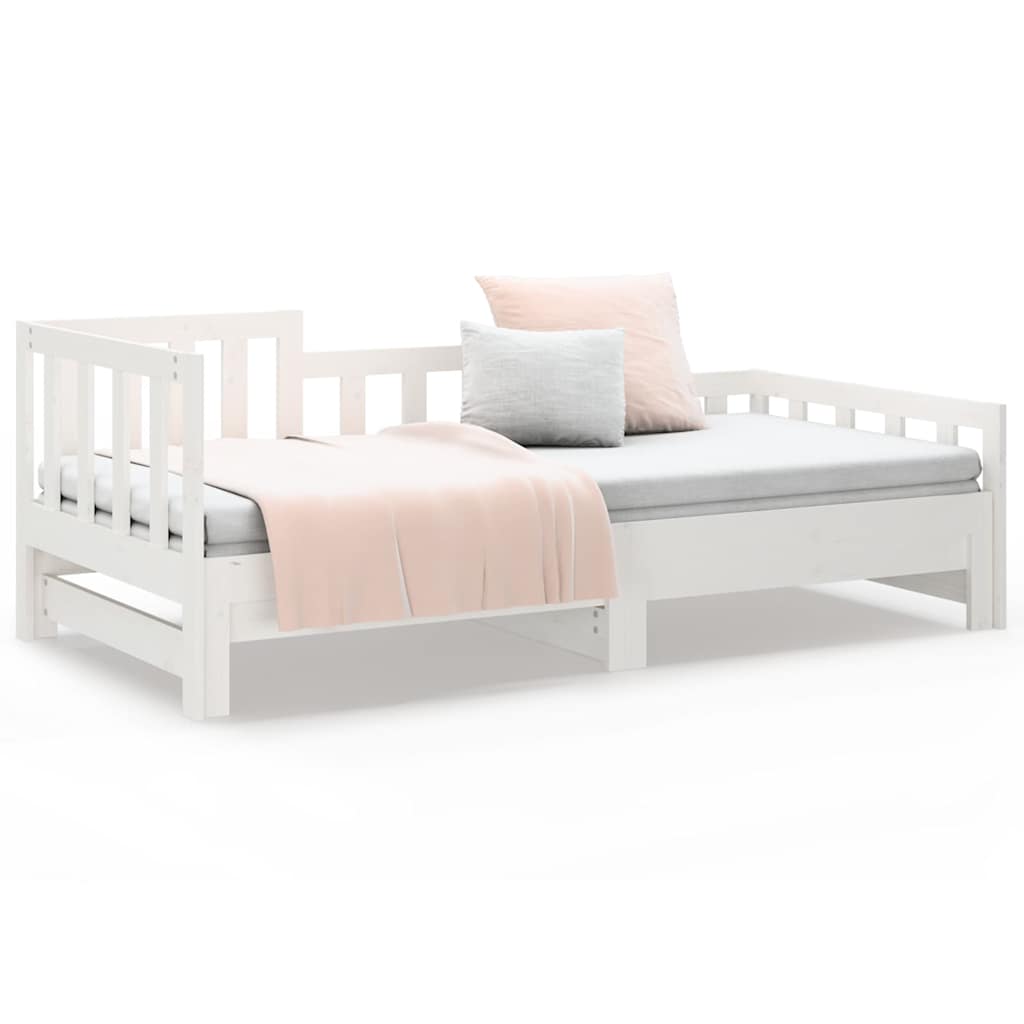 Dormeuse Estraibile Bianca 90x190 cm Legno Massello di Pino