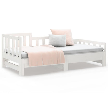 Dormeuse Estraibile Bianca 90x190 cm Legno Massello di Pino