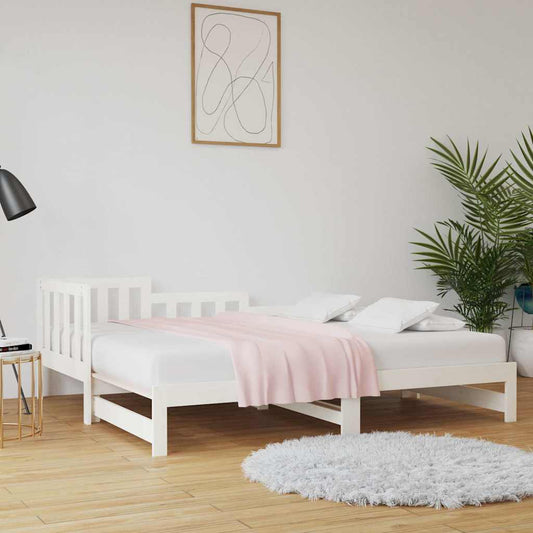 Dormeuse Estraibile Bianca 90x190 cm Legno Massello di Pino