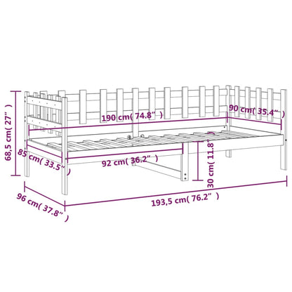 Dormeuse senza Materasso Bianca 90x190 cm Legno Massello Pino | homemem39