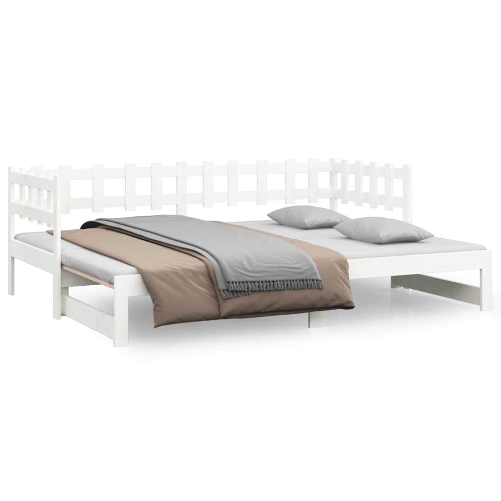 Dormeuse Estraibile Bianca 2x(90x190) cm Legno Massello di Pino