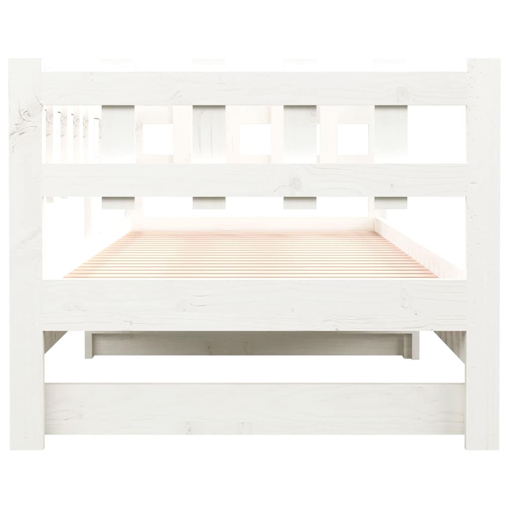 Dormeuse Estraibile Bianca 2x(90x190) cm Legno Massello di Pino