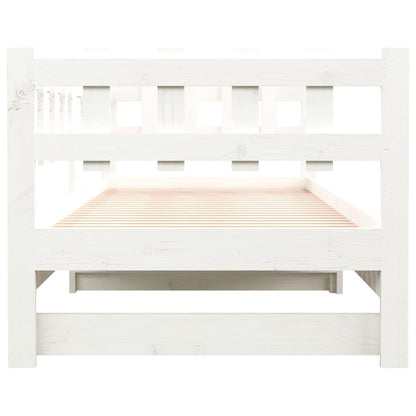 Dormeuse Estraibile Bianca 2x(90x190) cm Legno Massello di Pino