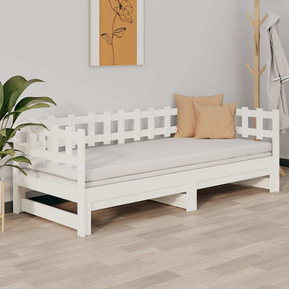Dormeuse Estraibile Bianca 2x(90x190) cm Legno Massello di Pino