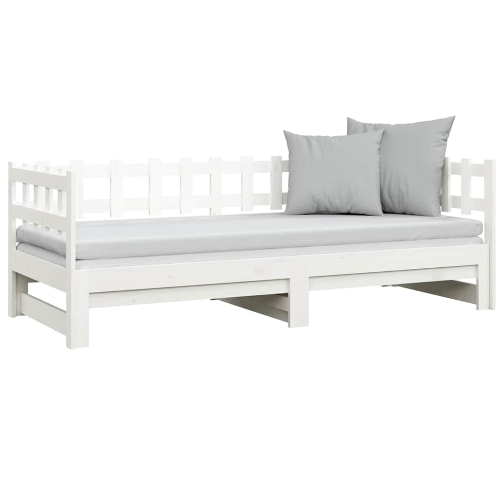 Dormeuse Estraibile Bianca 2x(90x190) cm Legno Massello di Pino