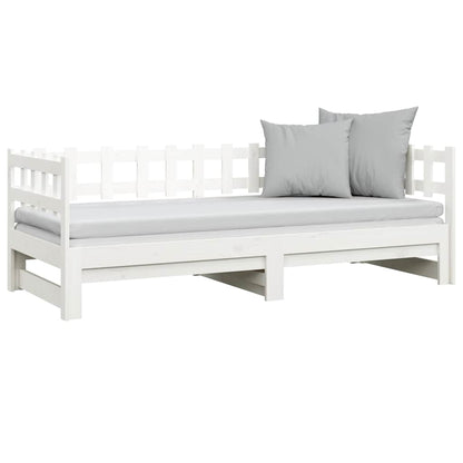 Dormeuse Estraibile Bianca 2x(90x190) cm Legno Massello di Pino