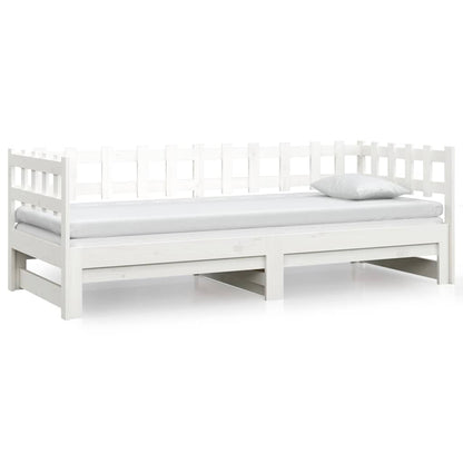 Dormeuse Estraibile Bianca 2x(90x190) cm Legno Massello di Pino