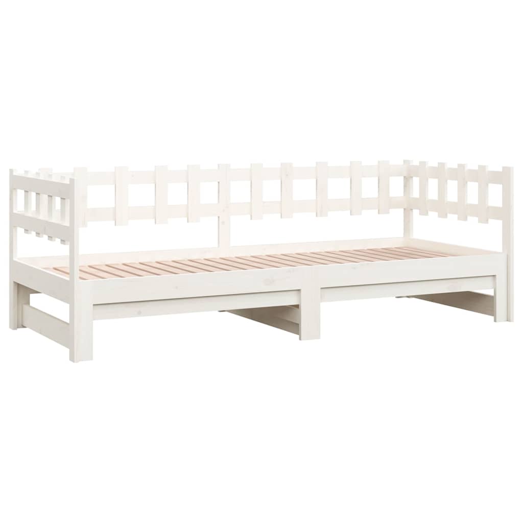 Dormeuse Estraibile Bianca 2x(90x190) cm Legno Massello di Pino